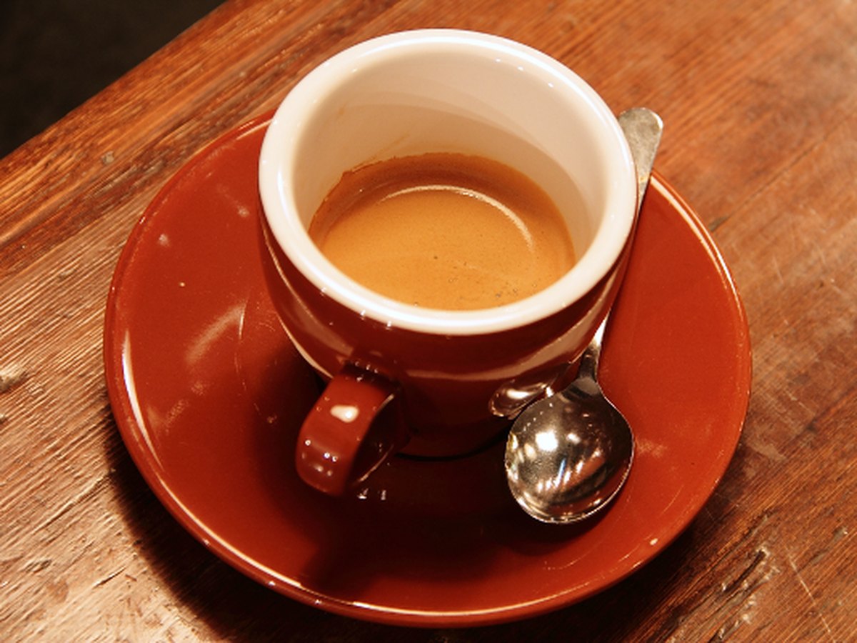 Original photo: espresso cup on a wooden table